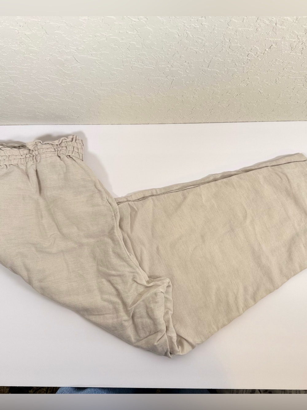 H&M Linen Blend Pull-On Pants Women’s XL Beige Elastic Waist Casual - Picture 5 of 7